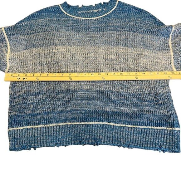 Pistola Distressed Gradient Blue Ombre Surge Stitched Sweater Cotton Size Medium - Picture 8 of 11